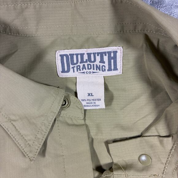 Duluth Trading Shirt Mens XL Green Snap Ripstop Hiking Workwear Outdoors - Picture 4 of 8